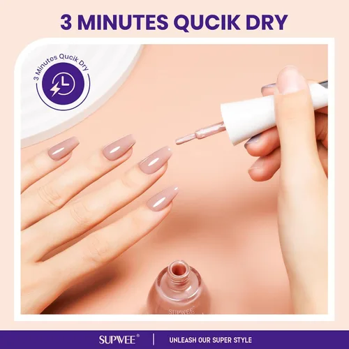 Vista 5 de Esmalte de uñas nude de secado rápido, 0.63 onzas líquidas, esmalte de uñas regular de secado rápido, esmalte de uñas de alto brillo para otoño