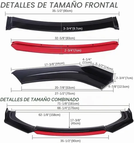 Vista 6 de Alerón universal para parachoques delantero, difusor de alerón de barbilla, protector de ala protectora, kit de carrocería de coche con extensión