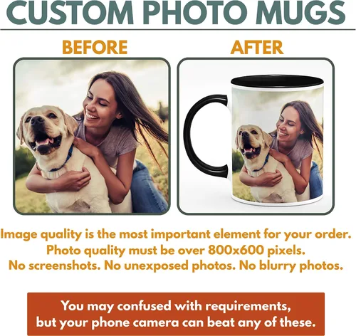 Vista 3 de Tazas de café con foto personalizada, 11 onzas, color negro con imagen, texto, regalos personalizados, taza de cerámica personalizada, grandes