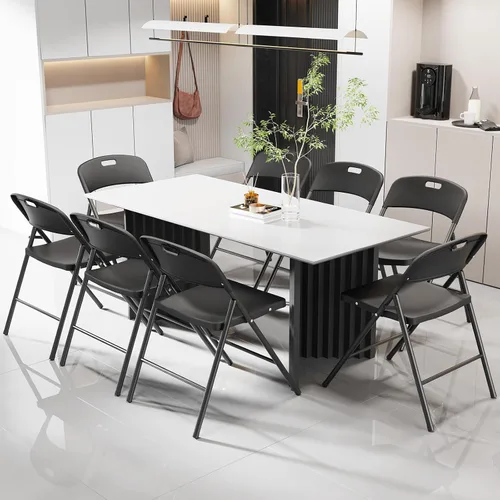 Vista 8 de VINGLI Sillas plegables, silla plegable de plástico, capacidad de hasta 350 libras, asientos portátiles para interiores y exteriores, eventos, Negro