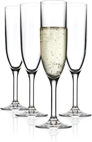 Vista 10 de DRINIQUE Copas de champán irrompibles (juego de 4) 6oz clásicas inastillables, reutilizables, copa de champán - transparente