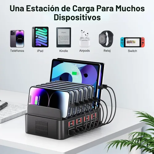 Vista 5 de Estación de carga para múltiples dispositivos, estación de carga USB de 150 W con 16 puertos de carga rápida, estación de carga para iPad