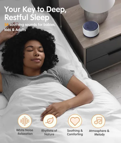 Vista 3 de FamiSym Máquina de Sonido para Dormir para Bebés, Niños y Adultos - Máquina de Ruido Blanco Recargable para Dormir con Luz Nocturna, 34 Sonidos