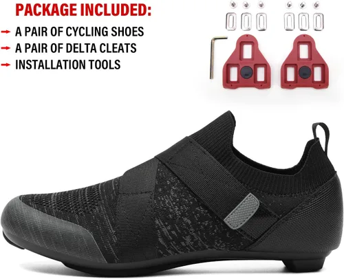Vista 2 de Zapatos de ciclismo unisex compatibles con Peloton Bike y SPD Indoor Road Riding Ciclismo Zapatos de bicicleta con tacos Delta incluidos