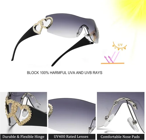 Vista 3 de Ibeauti Paquete de 24 gafas de sol Y2K Star sin montura envolventes futuristas ovaladas de una pieza para hombres y mujeres
