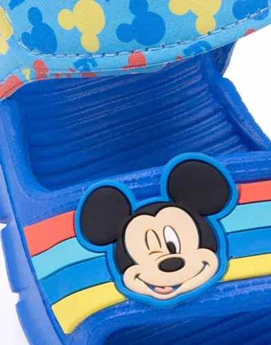 Vista 6 de Disney Mickey Mouse - Sandalias para niños Deslizadores para niños y niñas con correa de apoyo para niños pequeños Zapatos de piscina azules sin