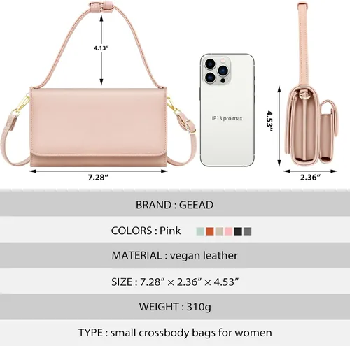 Vista 5 de GEEAD Bolsos cruzados pequeños de moda para mujer con ranuras para tarjetas, cuero sintético para mujer