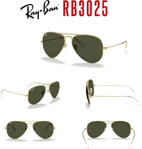 Vista 95 de Ray-Ban RB3025 - Lentes de sol de aviador de metal para hombre y mujer + paquete con kit de cuidado de gafas iWear de diseñador