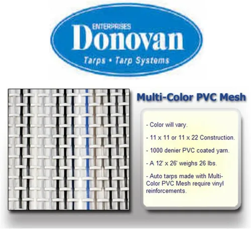 Vista 2 de Donovan Multi-Colored PVC Mesh Tarps w/Grommets and Spline, High Grade (7' x 12')