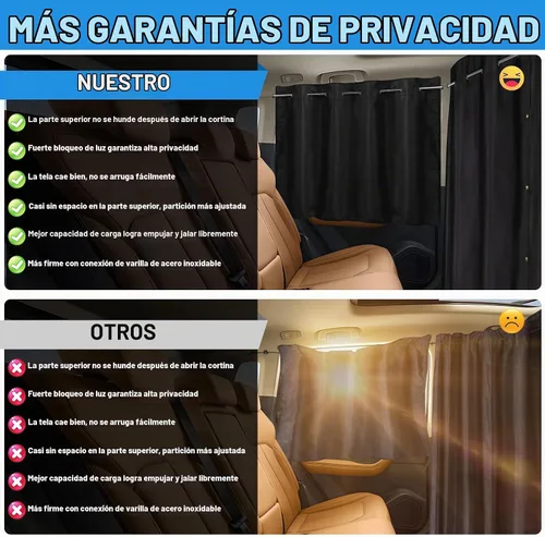 Vista 2 de ZATOOTO Juego de cortinas para ventanas de coche de 3 piezas, cortinas divisoras para ventanas laterales y traseras de coche totalmente opacas, ante