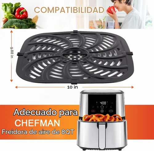 Vista 2 de Sartén de repuesto para freidora de aire mejorada para Chefman de 8 cuartos de galón, bandeja antiadherente