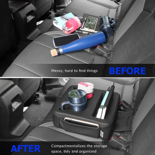 Vista 2 de MARCHFA Portavasos para el asiento trasero del automóvil, SUV, portavasos para asiento trasero, soporte para bebidas, organizador de asiento trasero