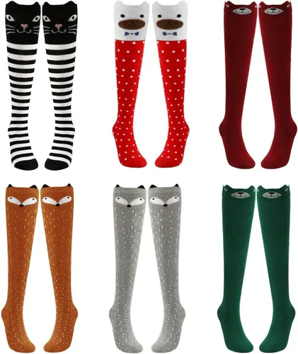 Vista 5 de Cute Tube Socks, Girls Knee Socks, Fun Socks For Girls or Teens, cute animal socks Fox Cat Deer Fawn Bear