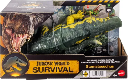 Vista 6 de Mattel Jurassic World Wild Roar Stomatosuchus Figura de dinosaurio, L & S