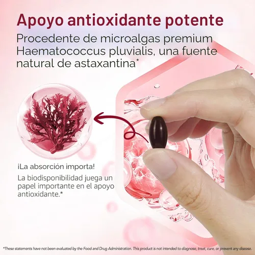 Vista 3 de O NATURE . ZIRAN Suplementos de astaxantina de 24 mg, suplemento antioxidante, ayuda para la salud de los ojos, las articulaciones y la piel
