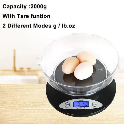 Vista 5 de Báscula de cocina electrónica Weighmax, Capacidad máx. de peso 2000 g / 5 lb, Negro