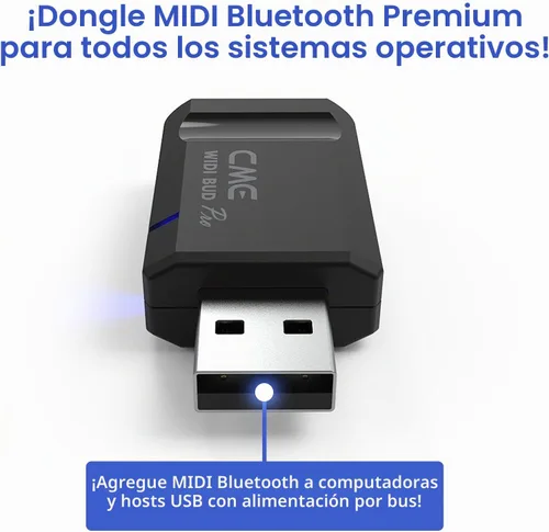 Vista 3 de CME WIDI Bud Pro - Interfaz MIDI Bluetooth para iOS, macOS, Windows, Android, ChromeOS, Linux - Conecta, empareja y reproduce - Sin controladores