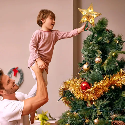Vista 3 de ODEETRONIC Luces de Estrella para la Punta del Árbol de Navidad, 9.5 pulgadas con Certificación UL Estrella 3D para la Punta del Árbol, de Doble