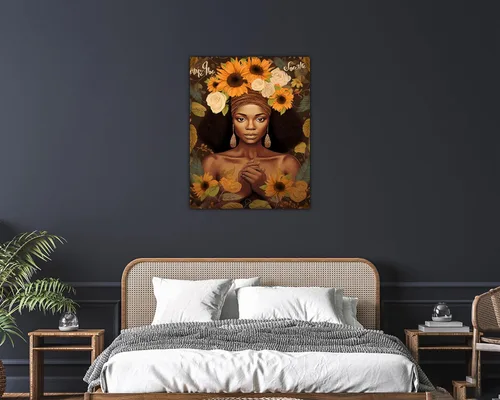 Vista 71 de Arte de pared afroamericano, decoración de rey y reina bailarín negro para sala de estar, arte de pareja de amor negro para dormitorio, lienzo