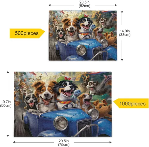 Vista 5 de Cute Dog Racing Jigsaw Puzzles 500 Pieces for Adults with Mesh Storage Bag 2012210