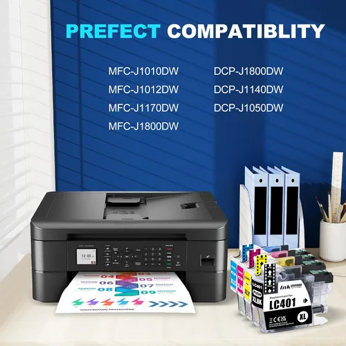 Vista 2 de LC401XL - Cartuchos de tinta de alto rendimiento (paquete de 4), no compatibles con impresoras Brother LC-401XL LC401 XL MFC-J1010DW MFC-1012DW
