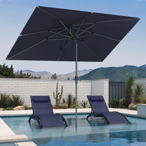 Vista 28 de PURPLE LEAF - Sombrilla de patio rectangular de 6' x 4', sombrilla de mesa para exteriores con marco de aluminio, sombrilla de mercado, sombrilla
