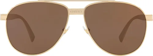 Vista 3 de Versace Gafas de sol para hombre marco dorado lentes marrón oscuro 2283in Oro