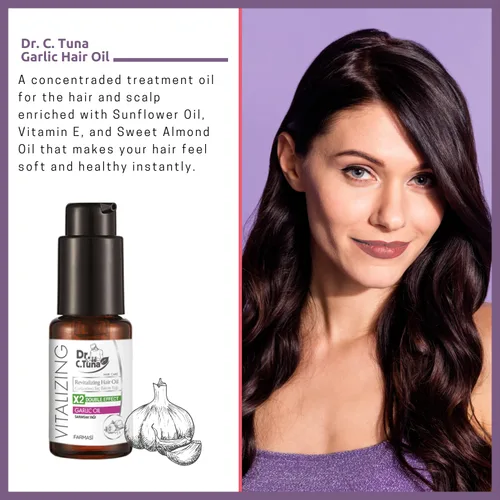 Vista 2 de FARMASI Dr. C. Aceite de ajo vitalizante de atún, aceite para el crecimiento del cabello para un cabello más grueso, más largo y más saludable