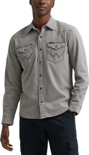 Vista 4 de Wrangler Camisa icónica de ajuste regular para hombre Mezclilla (Rinse Denim)