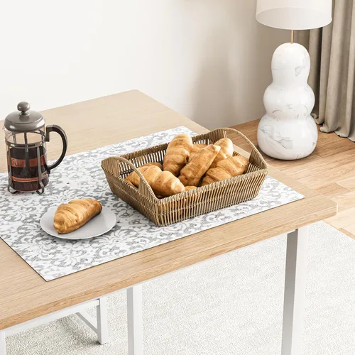Vista 6 de VECELO Mesa y sillas de cocina para 4, juego de comedor con sillas/taburetes de poliuretano, marco de metal resistente, mesa de madera, diseño que