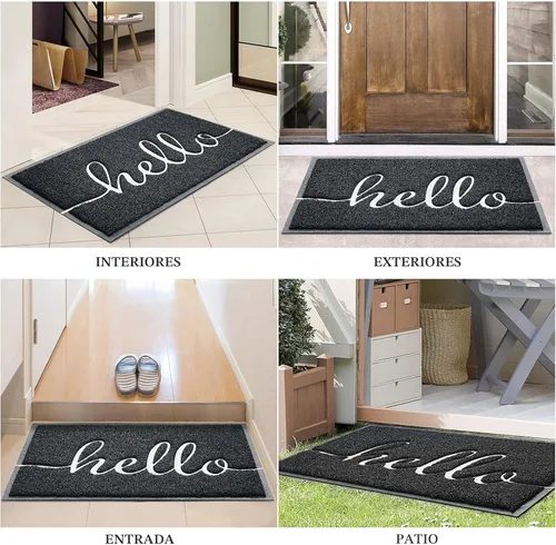 Vista 7 de Tapete para Puerta (30"x17.5", Negro), Tapete de Bienvenida de Perfil Bajo Tapete de Entrada Tapete de Piso Alfombras Antideslizantes para Entrada