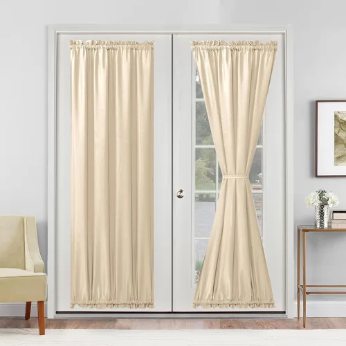 Vista 83 de Cortinas para puerta francesa, color aguamarina, 24 pulgadas de ancho x 40 pulgadas de largo, 1 panel Bolsillo para barra, semitransparente