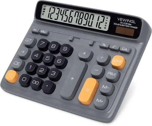Vista 7 de VEWINGL Calculadora de escritorio, pantalla LCD grande de 12 dígitos, teclas grandes estilo computadora, doble potencia (solar y batería), modo