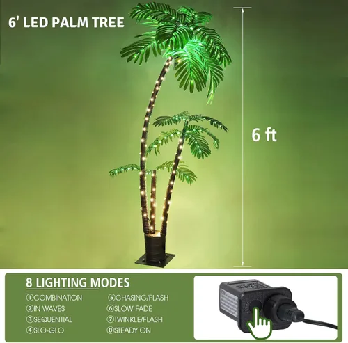 Vista 3 de Barra de palmera iluminada al aire libre para decoración de Navidad
