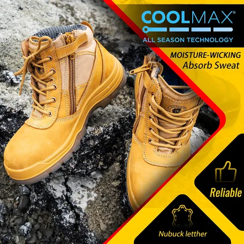 Vista 2 de Rockrooster AK050 - Botas de trabajo para hombre, puntera de acero, cremallera YKK, 6in, antideslizantes y resistentes al deslizamiento, piel