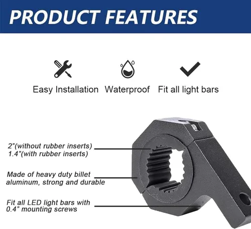 Vista 3 de 4WDKING - Kit de montaje de abrazadera de barra horizontal, 2 unidades, barra de luz LED de 1 pulgada, 1.5 pulgadas, 1.75 pulgadas, 2 pulgadas