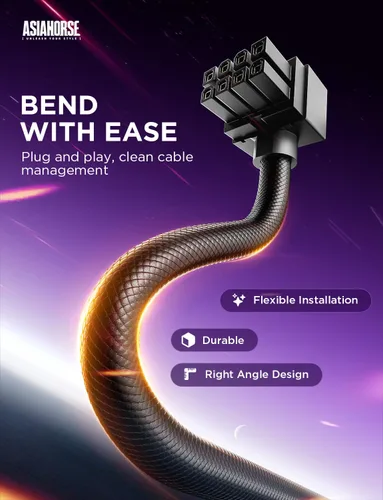 Vista 3 de AsiaHorse Hydrus-8PIN - Cable de extensión de fuente de alimentación para CPU ARGB, cable de extensión de alimentación de placa base de alambre