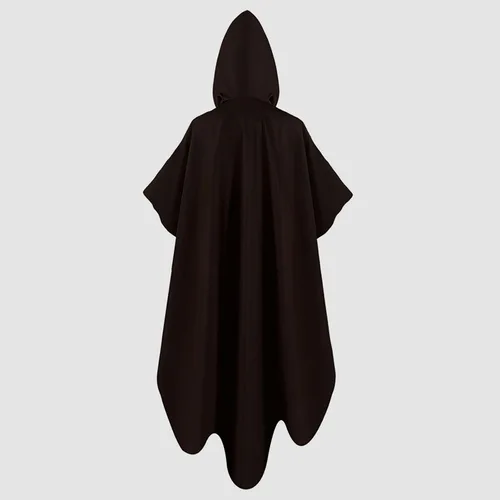 Vista 5 de Capa mediana con capucha para mujer, abrigo vintage con botones de moda, capa de lana, capa medieval con capucha