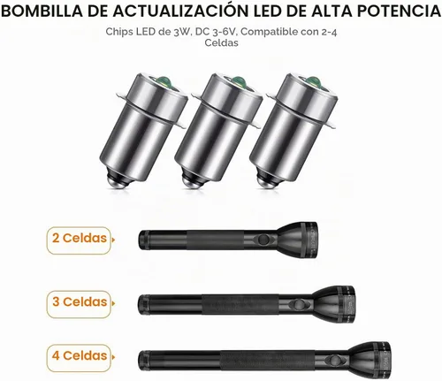 Vista 5 de Honoson 3 piezas 3-6v bombilla LED bombilla de repuesto 3w dc3v P13.5s LED linterna reemplazo