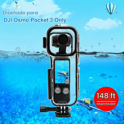 Vista 2 de PULUZ Funda de buceo para DJI Osmo Pocket 3 Funda impermeable PC carcasa protectora 147.6 ft/147 pies cubierta de buceo submarino con accesorios