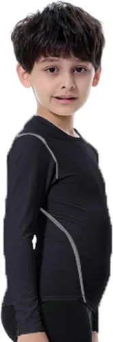 Vista 3 de LANDUNSI Paquete de 1 o 2 camisetas de compresión para niños y jóvenes, camiseta deportiva de manga larga, camiseta interior de béisbol para fútbol