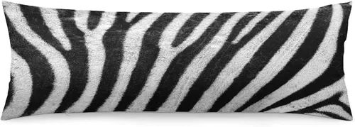 Vista 16 de Funda de almohada corporal con estampado de cebra, respaldo largo, funda protectora de almohada con rayas de cebra en blanco y negro, funda