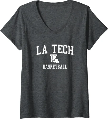 Vista 3 de Womens Louisiana Tech Bulldogs Basketball V-Neck T-Shirt Negro