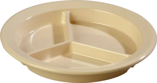 Vista 8 de Carlisle FoodService Products Plato de plástico Dallas Ware dividido reutilizable con 3 compartimentos para hospitales, escuelas y hogar, melamina