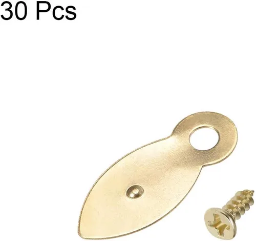 Vista 3 de uxcell Botón de giro de marco, 7/8 pulgadas de metal plano con tornillos para colgar imágenes, fotos, dibujos y carteles, 30 piezas (dorado)