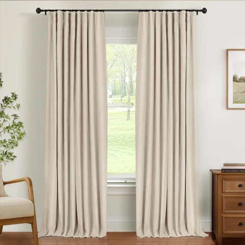 Vista 17 de INOVADAY Cortinas térmicas para puerta corredera 100% opacas para dormitorio, cortinas de puerta corrediza de vidrio extra anchas para patio, lino