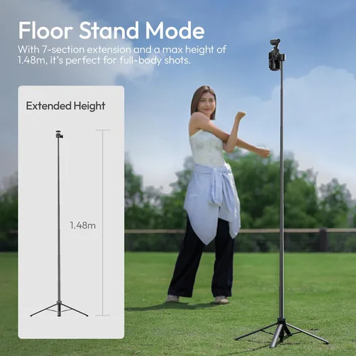 Vista 4 de Soporte de trípode mejorado de 59 pulgadas con apertura automática de 4 patas, trípode de piso ULANZI TT24 Vlogging Selfie, cabeza de bola