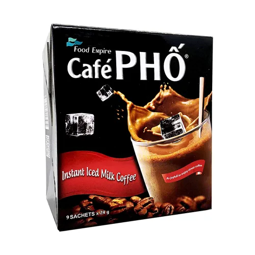 Vista 3 de Cafe Pho - Mezcla de café instantáneo vietnamita 3 en 1, café con leche helada, café Sua Da, paquetes de café de una sola porción, caja de 9 sobres