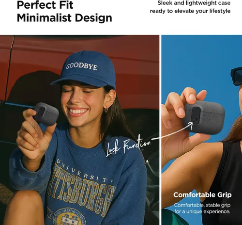 Vista 9 de VRS Design Modern Lock - Funda para Apple AirPods Pro de 3ª generación (2025), estilo protector elegante con seguridad de bloqueo compatible