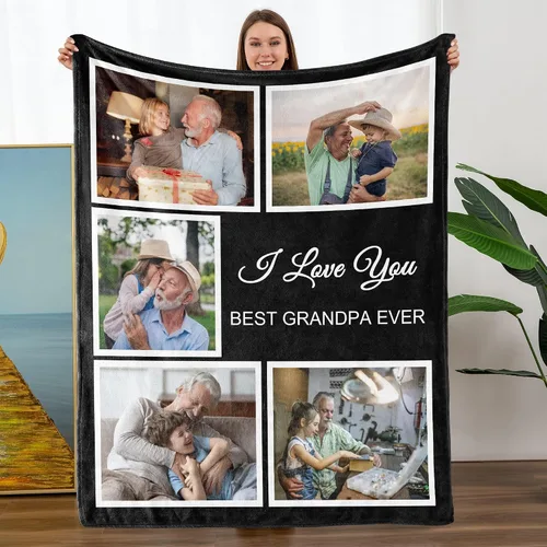 Vista 23 de TURMTF Manta personalizada con foto para mamá de hija e hijo, regalos de boda personalizados para ella, él, pareja, esposa, marido, novia, novio